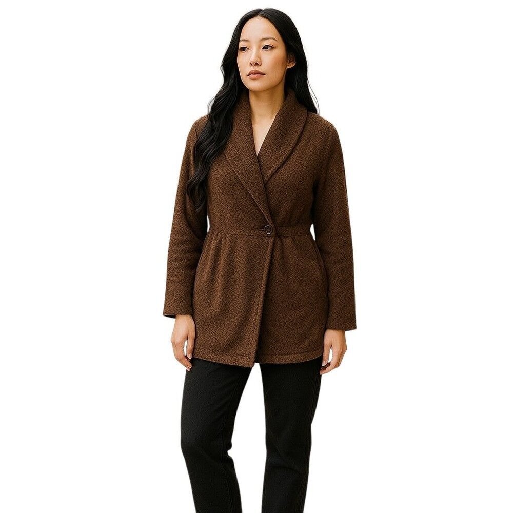 Newport News Large Brown Knit Retro Boho Sweater Button Closure Vintage Y2K NEW